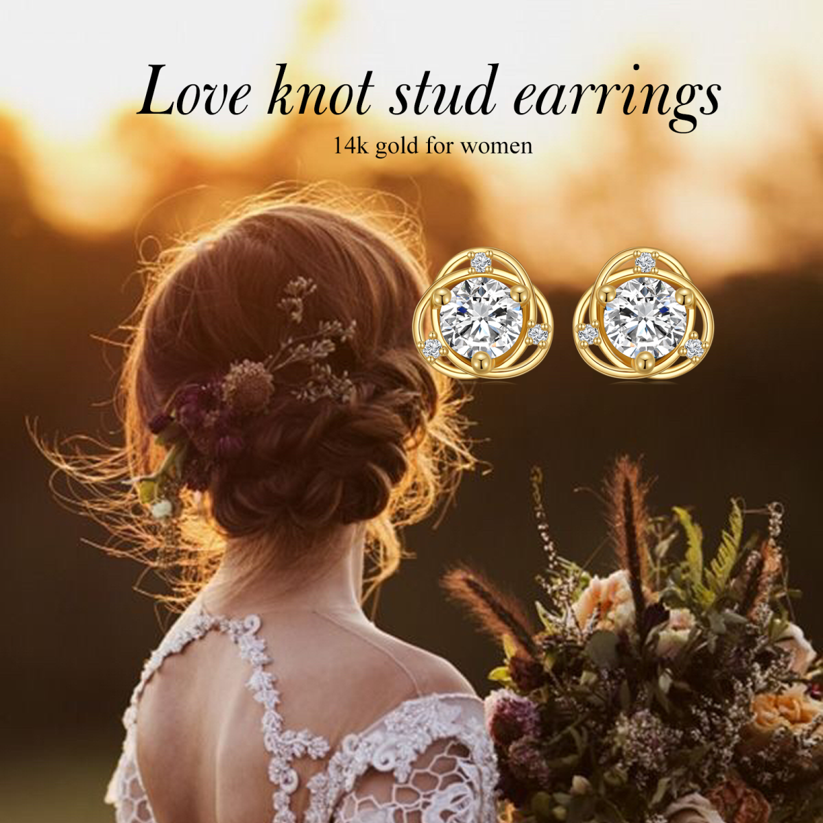 10K Gold Circular Shaped Cubic Zirconia Round Stud Earrings-6