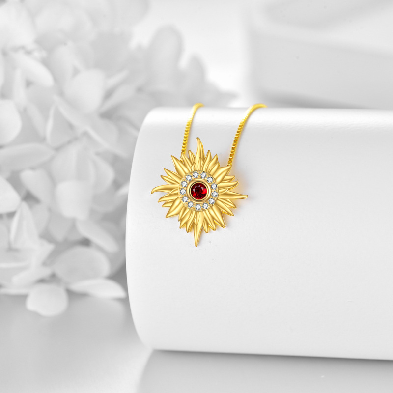 قلادة من الذهب الأبيض عيار 10 قيراط مرصعة بزركونيا مكعبة مقطوعة بشكل دائري على شكل شمس-4