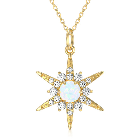 Collier en or 14K avec pendentif soleil en zircone cubique de forme circulaire