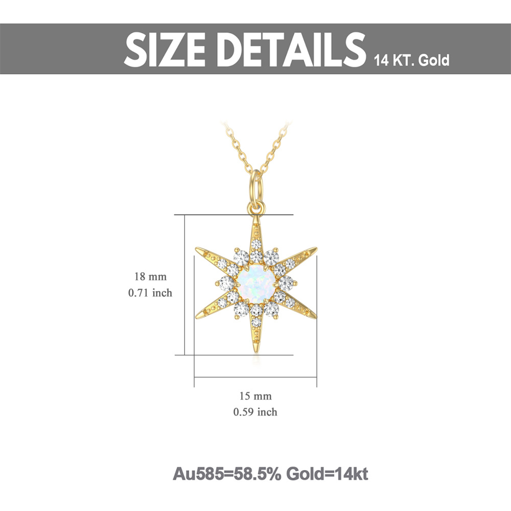 10K Gold Circular Shaped Cubic Zirconia Sun Pendant Necklace-5