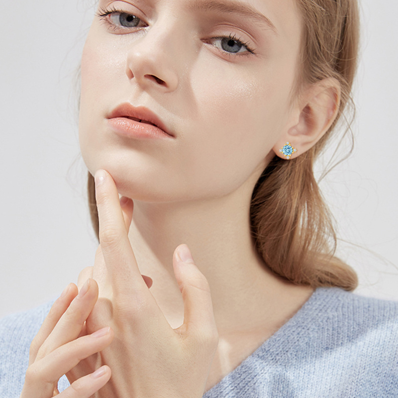 أقراط ندفة الثلج من الذهب الأبيض عيار 10 قيراط مرصعة بالزركونيا المكعبة والتوباز-2