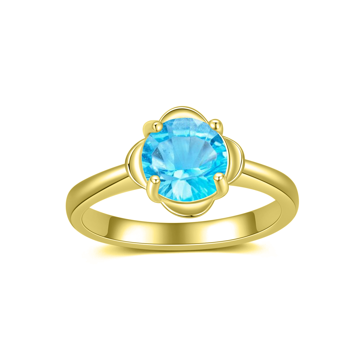 14K Gold Circular Topaz Bead Ring-1