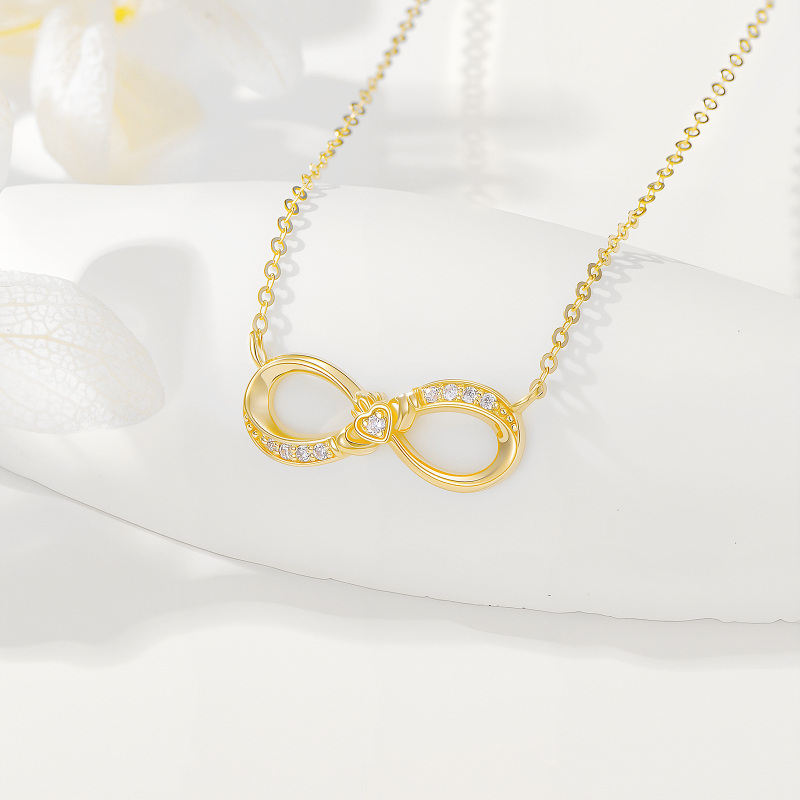 10K Gold Cubic Zirconia Claddagh & Infinity Symbol Pendant Necklace-2