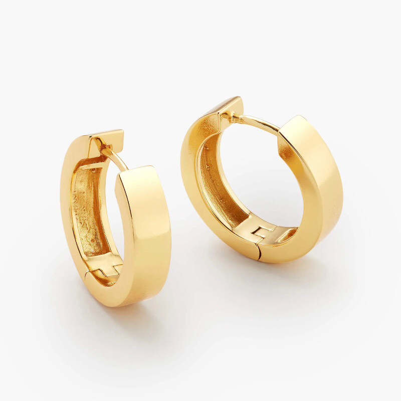 14K Gold Classic Circle Hoop Earrings-1