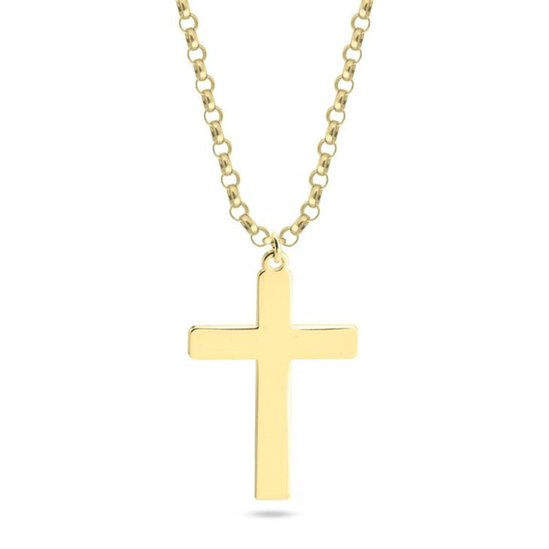 14K Gold Classic Cross Pendant Necklace-1