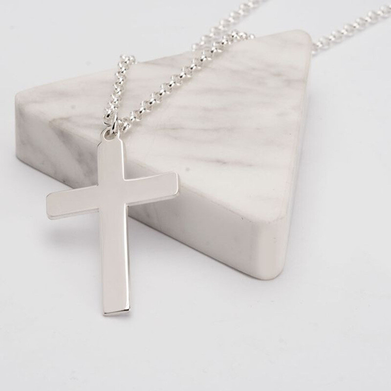 14K Gold Classic Cross Pendant Necklace-4