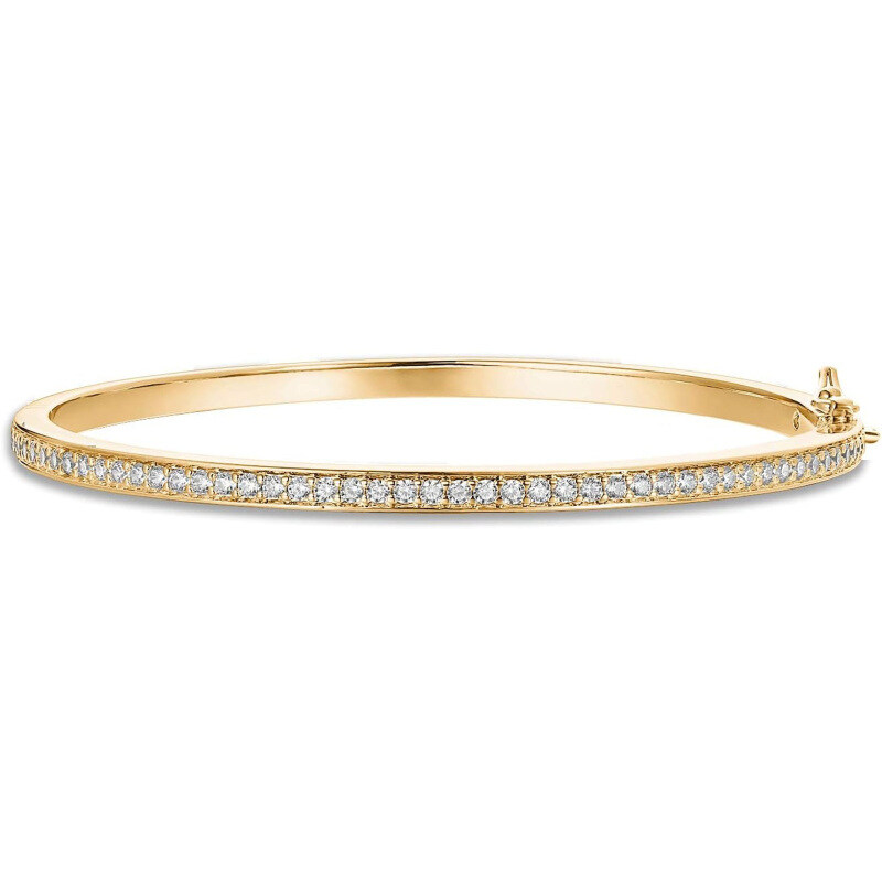 14K Gold Cubic Zirconia Classic Love Cuff Bangle Tennis Bracelet-1