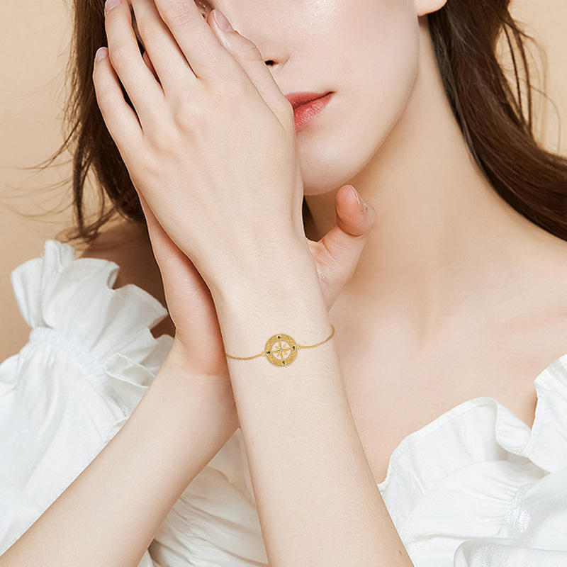 سوار بوصلة من الذهب عيار 18 قيراطًا مرصع بالزركونيا المكعبة للنساء-2