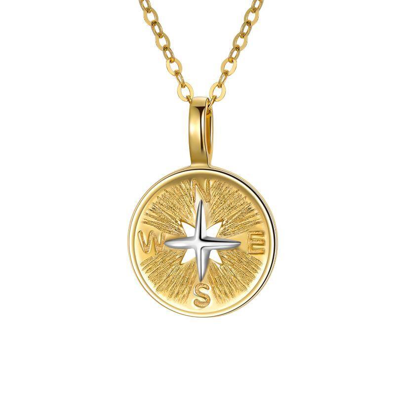 10K Gold Compass Pendant Necklace-1