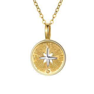 10K Gold Compass Pendant Necklace-50