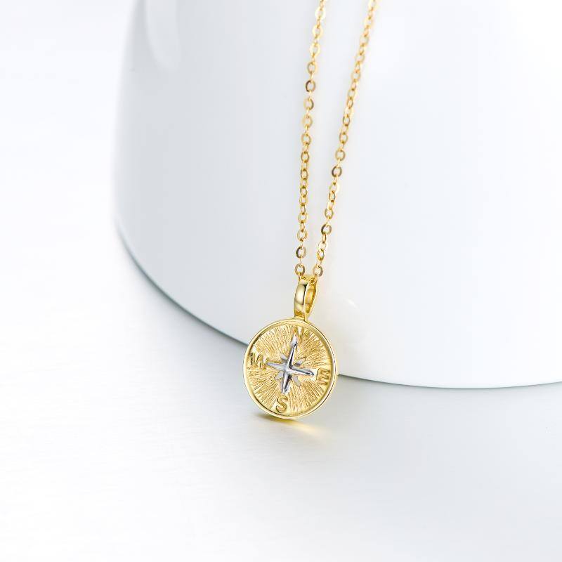 10K Gold Compass Pendant Necklace-3