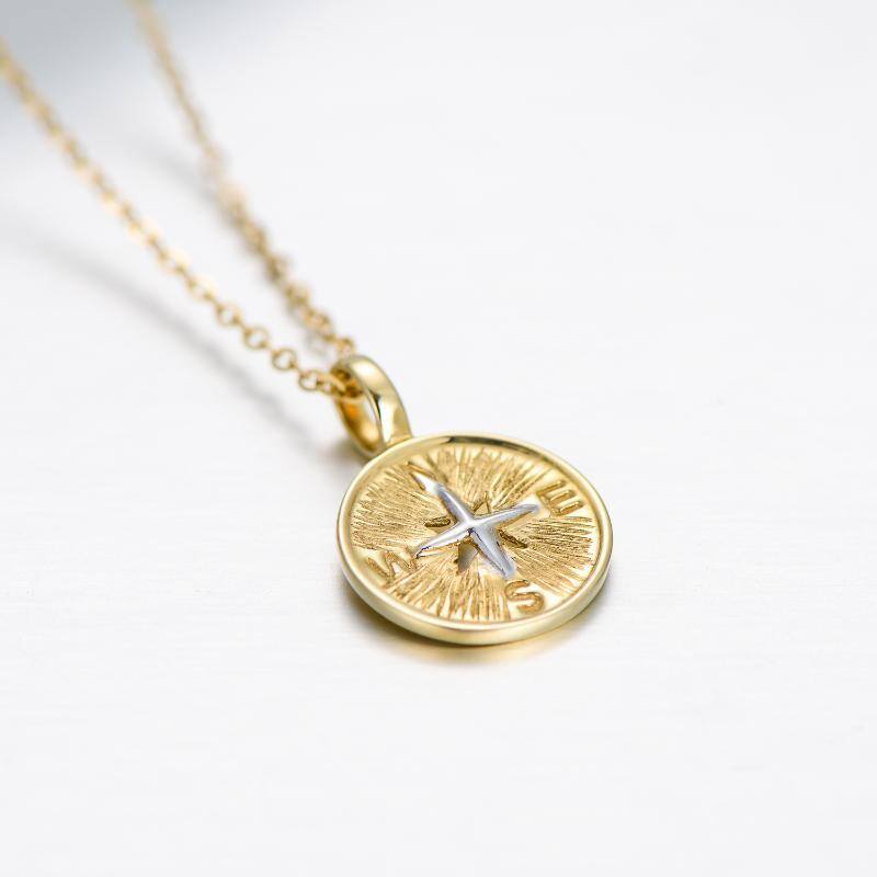 18K Gold Compass Pendant Necklace-5
