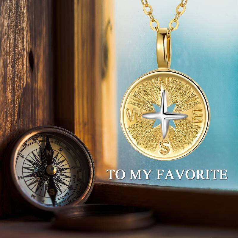 10K Gold Compass Pendant Necklace-7