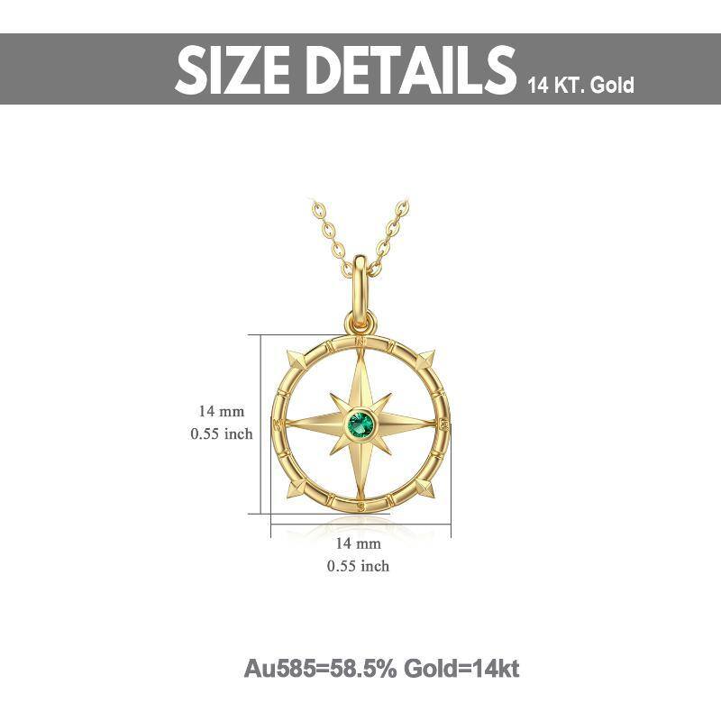 10K White Gold Cubic Zirconia Compass Pendant Necklace-5