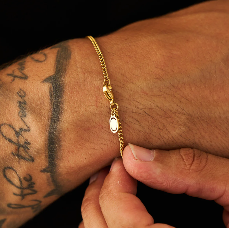 Sterling Silver with Yellow Gold Plated Connell Link Chain 2mm-2