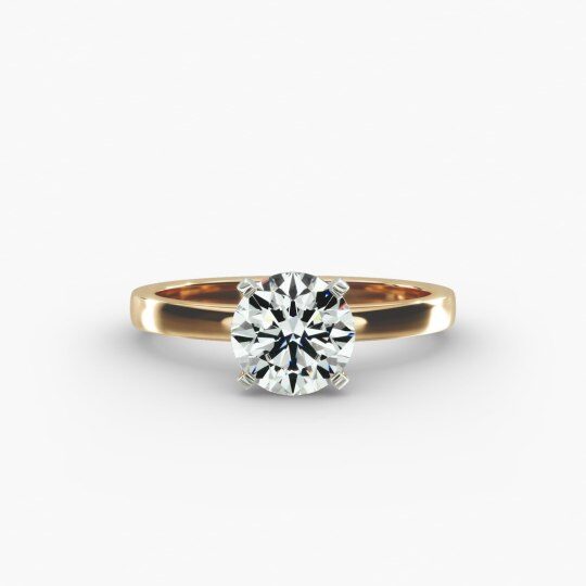 14K Gold Contour Solitaire Lab Diamonds Engagement Ring