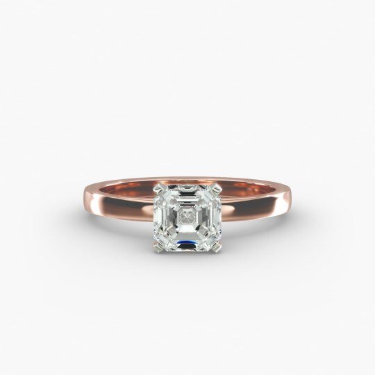 Pierścionek zaręczynowy z 14-karatowego złota Contour Solitaire z diamentami laboratoryjnymi