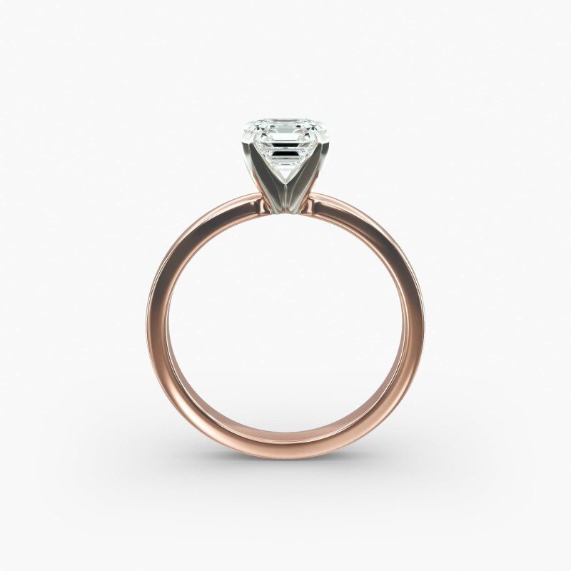 Anel de noivado solitário em ouro 14K com contorno e diamantes de laboratório-5