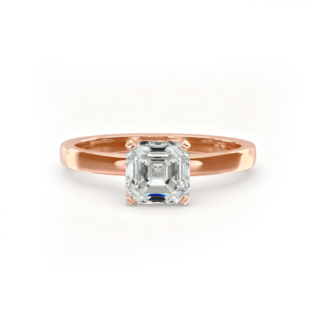 Anillo de compromiso solitario de oro de 14 quilates con diamantes de laboratorio-1