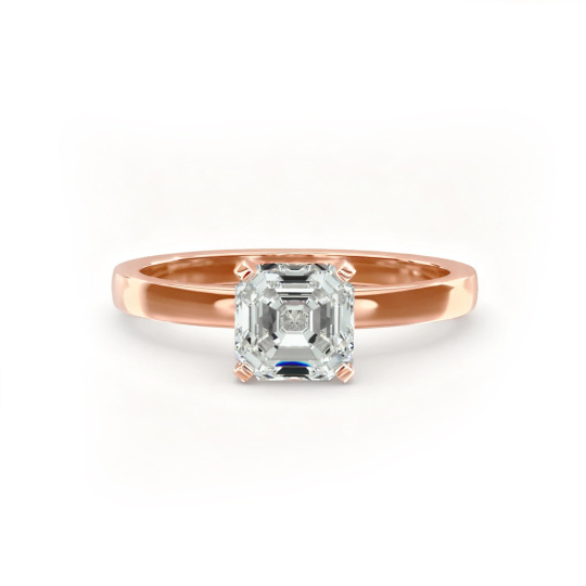 14K gouden contour solitaire labradoriet diamanten verlovingsring
