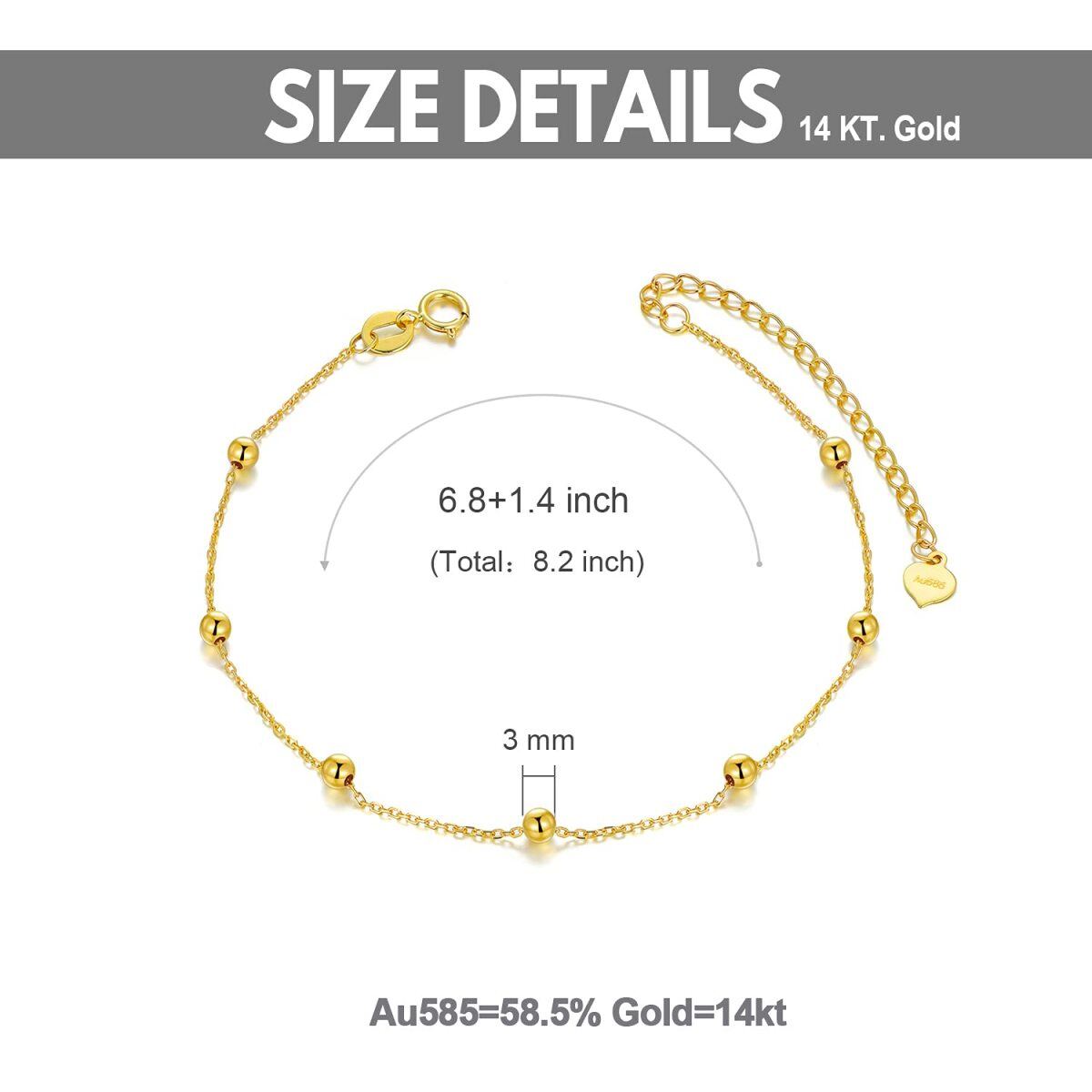 Pulseira de corrente de estação com contas de casal em ouro 14K-6