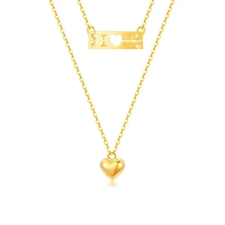 14K Gold Couple & Heart Layered Necklace for Women-2