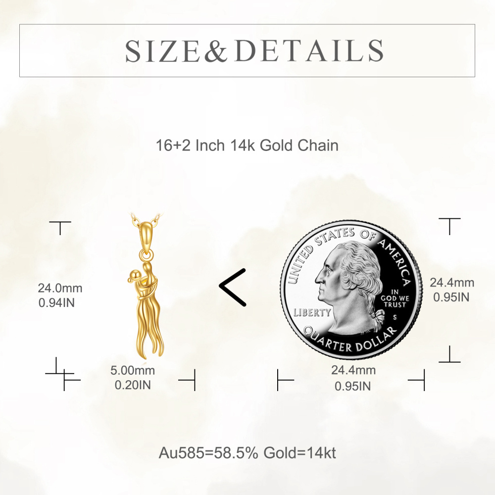 10K Gold Couple Hugging Pendant Necklace-5
