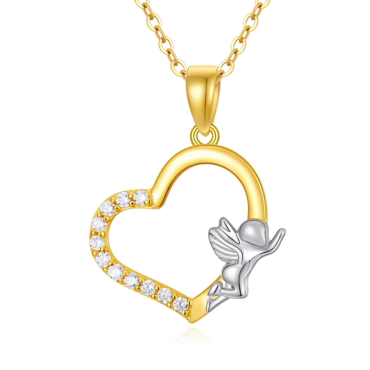 10K Gold Couple Pendant Necklace-1