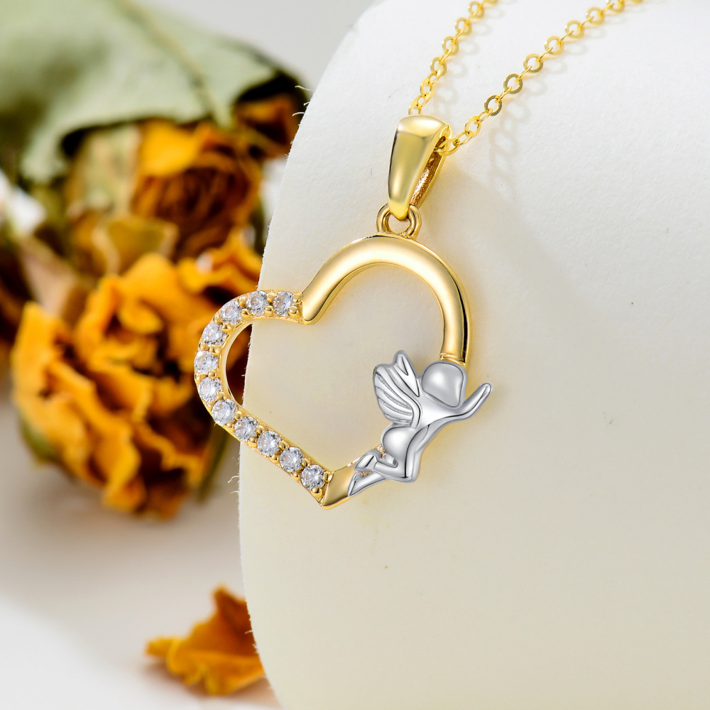 10K gouden koppel hanger ketting-3