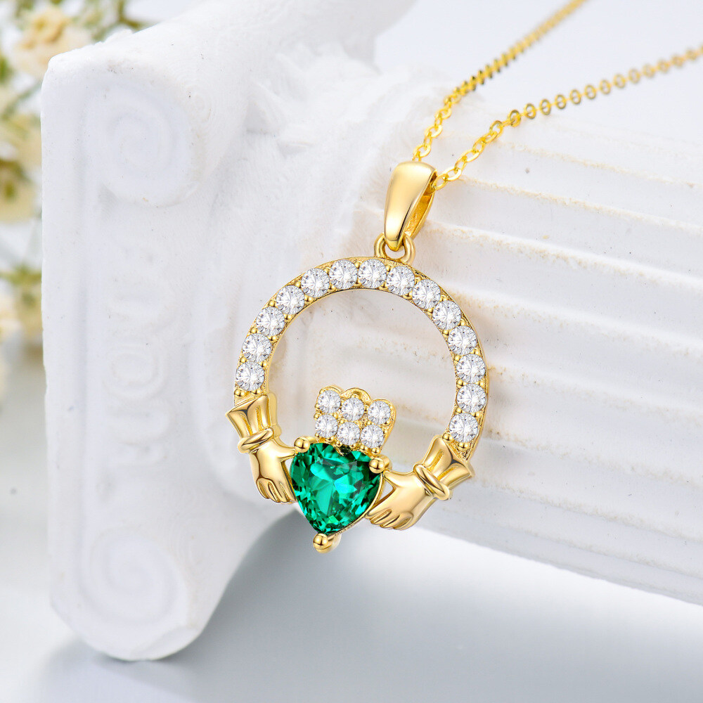 10K Gold Couple Pendant Necklace-4