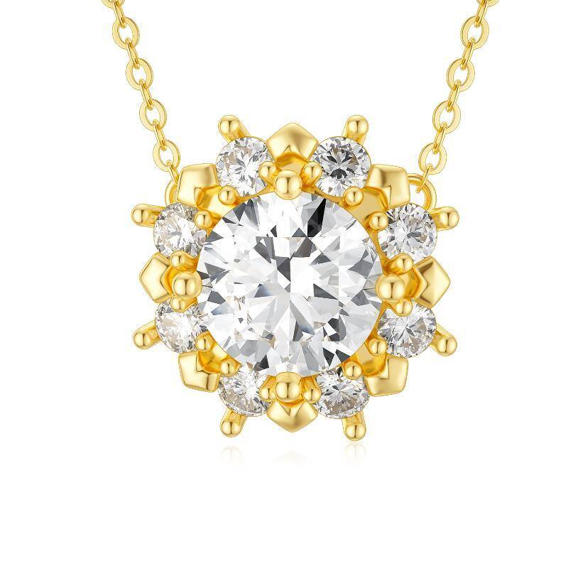 10K Gold Cubic Zirconia Couple Pendant Necklace-1