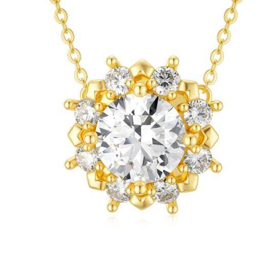 14K Gold Cubic Zirconia Couple Pendant Necklace