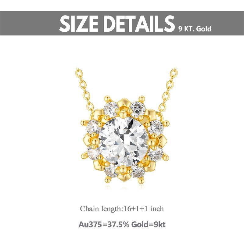 14K Gold Cubic Zirconia Couple Pendant Necklace-3