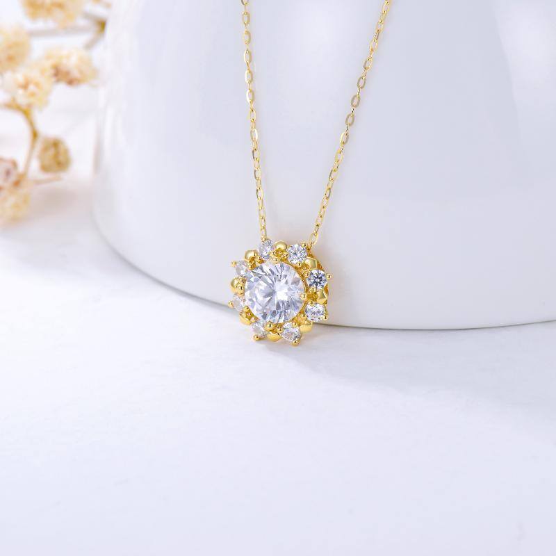 10K Gold Cubic Zirconia Couple Pendant Necklace-4