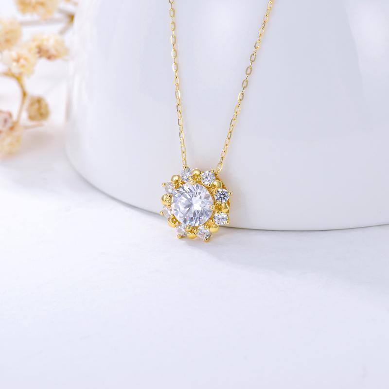 14K Gold Cubic Zirconia Couple Pendant Necklace-4