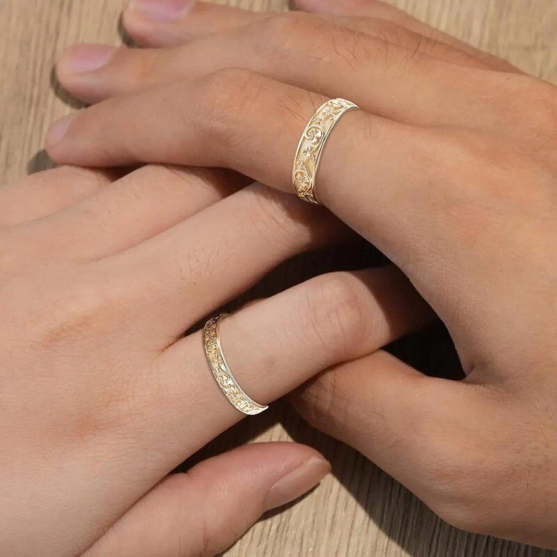 Anillos de pareja de oro de 14 quilates-2