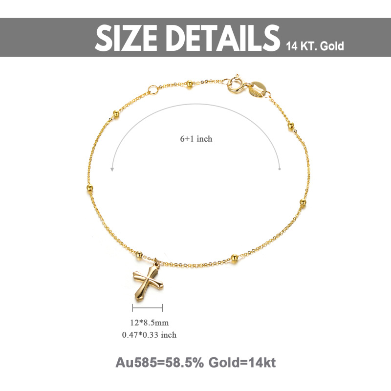 10K Gold Cross Bead Station Chain Bracelet-6