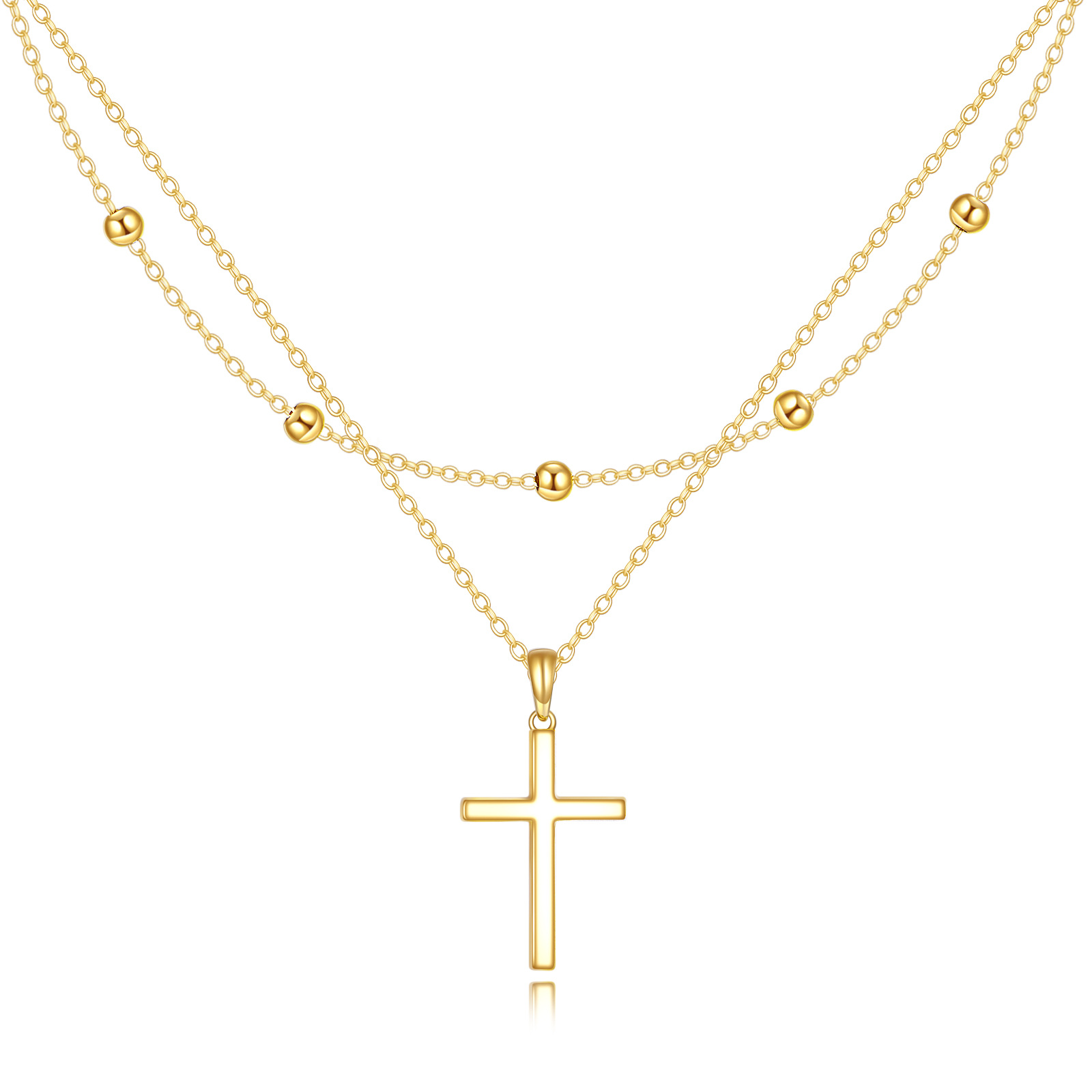 14K Gold Cross Bead… - image