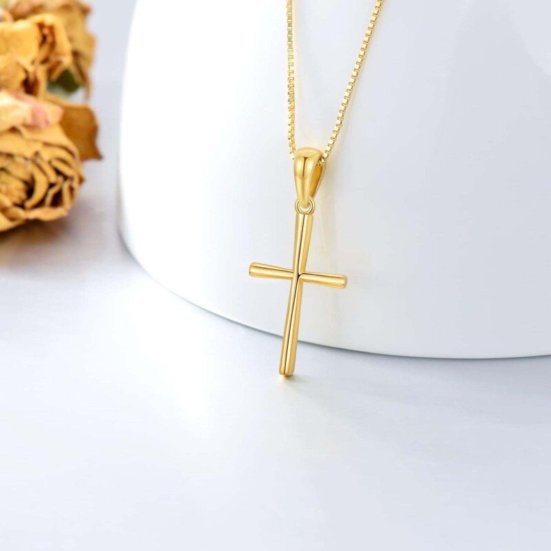 14K Gold Cross Box Chain Necklace for Women-3