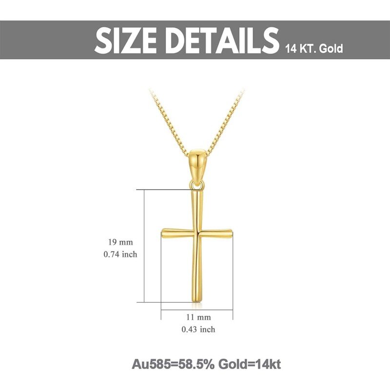 14K Gold Cross Box Chain Necklace for Women-5