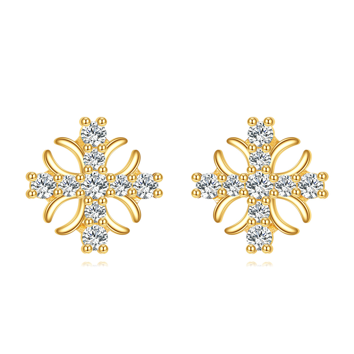 10K Gold Cubic Zirconia Cross Earrings-1