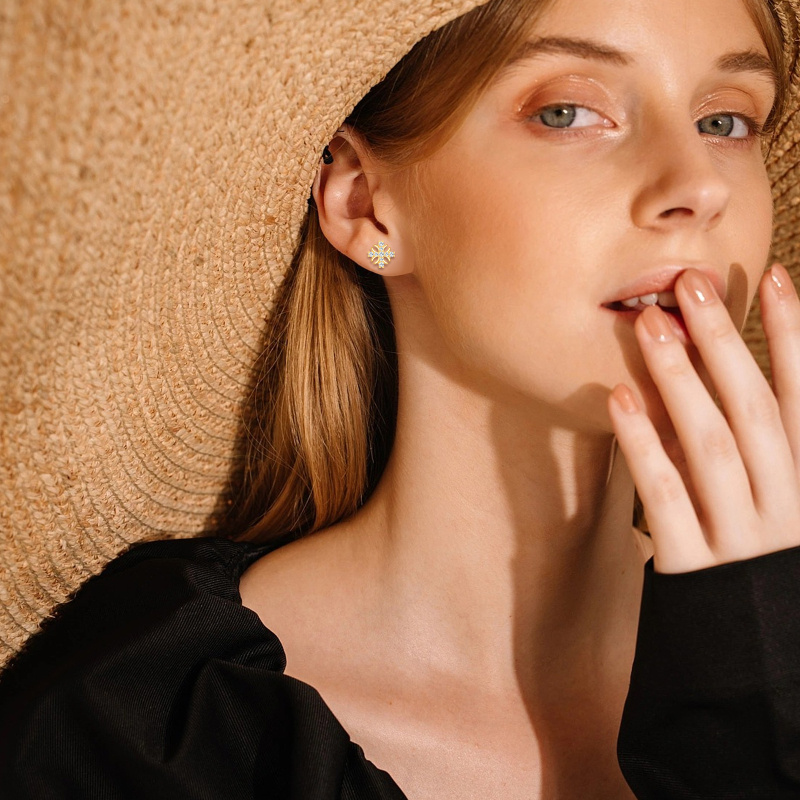 Kreuzohrringe aus 14-karätigem Gold mit Zirkonia-2