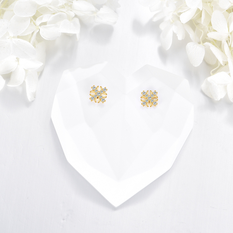 Kreuzohrringe aus 14-karätigem Gold mit Zirkonia-4