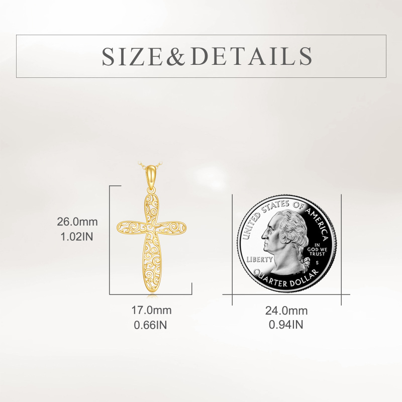 14K Gold Cross Filigree Pendant Necklace-6
