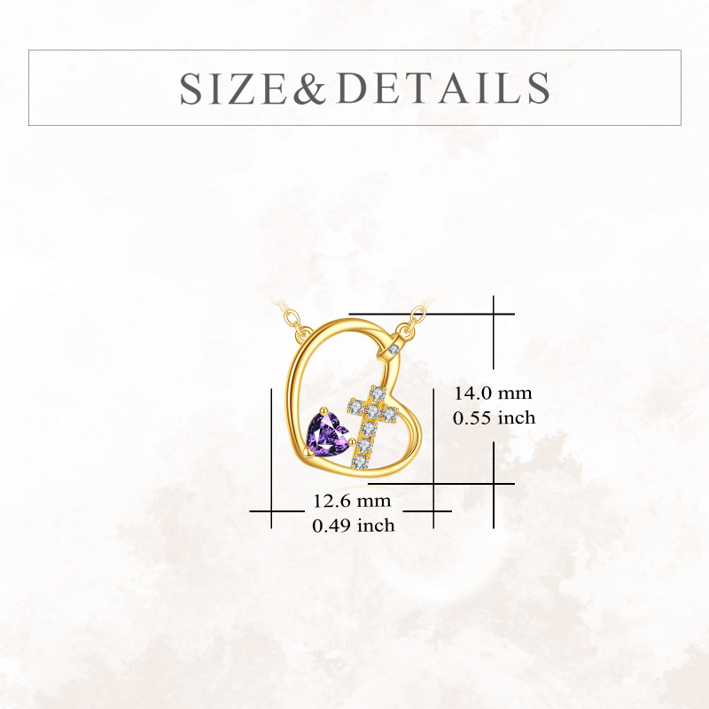 10K White Gold Cubic Zirconia Cross & Heart Pendant Necklace-5