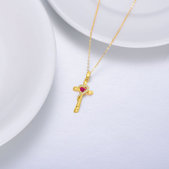 Collana con ciondolo a forma di cuore con zirconi cubici in oro 14K-4