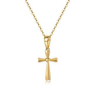 10K Gold Cross & Heart Pendant Necklace-54