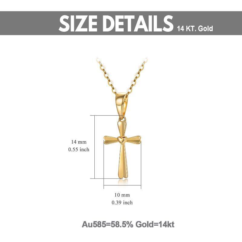 14K Gold Cross & Heart Pendant Necklace-6