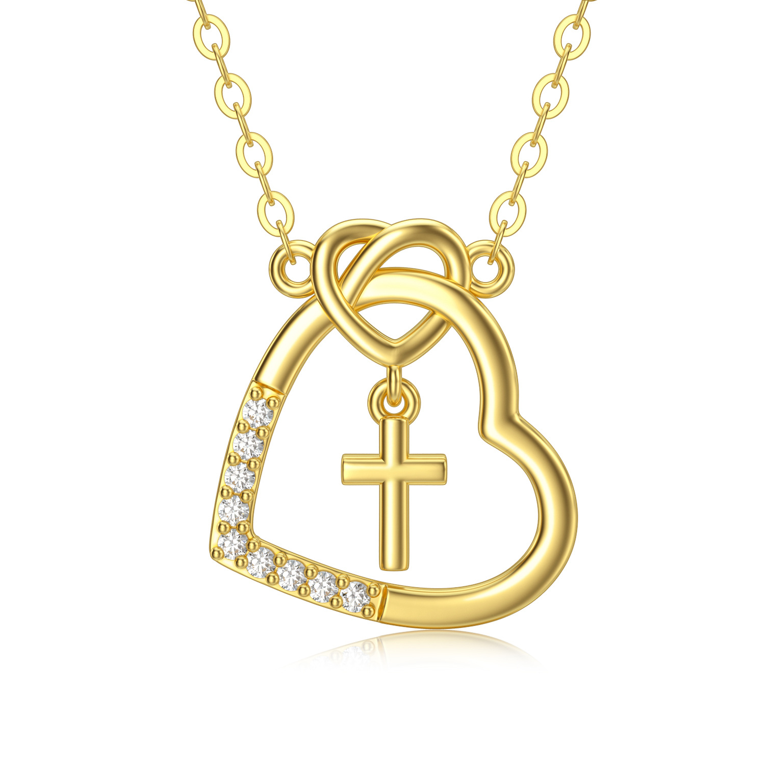 14K Gold Heart Cros… - image