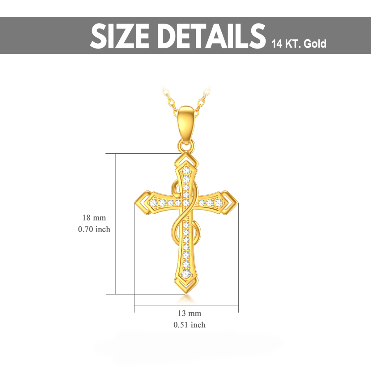 10K Gold Cubic Zirconia Cross Infinity Symbol Necklace for Women-3